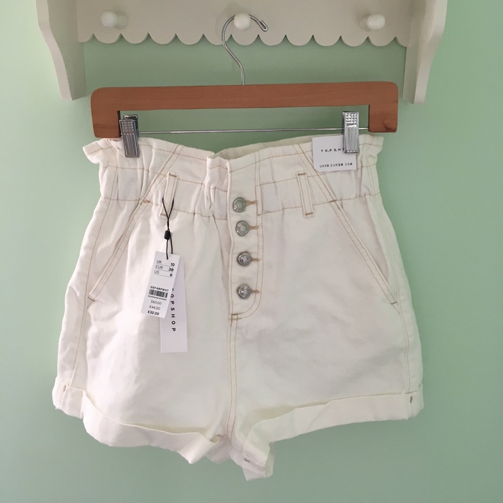 Topshop Paper Bag Denim Shorts, Size US 6
